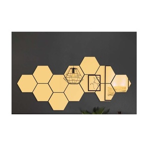 Miroir mural géométrique abstrait moderne, art mural de luxe, miroir en verre biseauté encadré, panneau mural suspendu, décoration murale pour salon, art mural pour la maison - Product Image 5