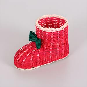 Ornement de Noël en rotin écologique, botte de Père Noël en osier faite à la main pour la décoration de l'arbre de Noël, vente en gros au Vietnam, prix abordable - Product Image 1