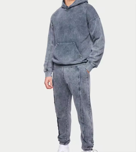 ชุดวอร์มแฟชั่นขายดี ทรงปกติสำหรับผู้ชาย ฤดูหนาว มีฮู้ด สไตล์ลำลอง ลวดลายพิมพ์ลายแบบ Acid Wash ผ้าฝ้าย 100% ระบายอากาศได้ดี แห้งเร็ว - Product Image 1