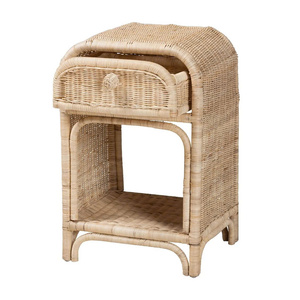 Hot Trend Natural Rattan Nightstand Unique Arch Top Side Table Accent Cabinet with <b>Drawer</b> Wholesale Suitable For Bedroom Decor - Product Image 1