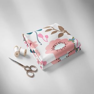 Cotton Stretch In Kỹ Thuật Số Vải Trẻ Em Của Quần Áo Chất Liệu Hoa Mẫu Màu Hồng Màu Xanh Tăng Thiết Kế - Product Image 2