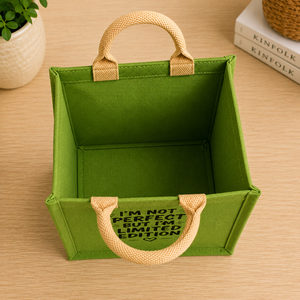 Sac fourre-tout mini en jute vert personnalisé AMANI, durable, écologique, réutilisable, pour cadeaux et emballages de courses, vente en gros - Product Image 5