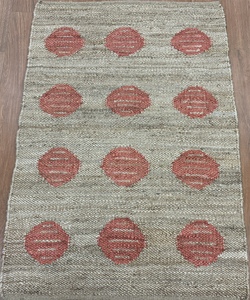 Bohemian Jute Area Rug Rectangle Polka <b>Dot</b> Pattern <b>Eco</b> Friendly Flat Weave Living Room Rug Spot Cleanable Thin Pile - Product Image 1