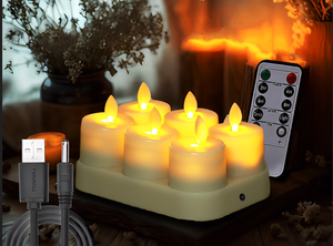 TOOWIN Led Rechargeable Candle Lamp With Lithium Battery, Swaying Flame, Remote Control, Small Tea Candle Lamp For Bedroom - Product Image 2