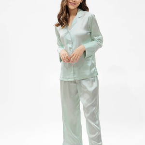 Conjunto de Pijama de Algodón 100% Tejido, Casual y Elegante para Mujer, Primavera, Verano y Otoño, Camisón de Manga Larga, Transpirable - Product Image 1