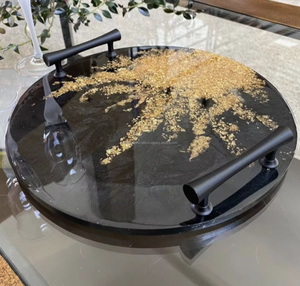 Plateau de service en résine époxy Art Déco de qualité supérieure, accessoires de table pour la maison et la cuisine, taille personnalisée, modèle poli fait main - Product Image 3