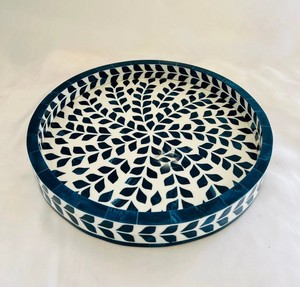 Luxury <b>Home</b> Interior Styling Premium Bone Inlay Accent Tray for Console Table and Shelf Decoration Engraved Design Single Piece - Product Image 6