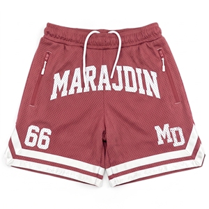 Men's Red Mesh Basketball <b>Shorts</b> <b>Zipper</b> Pocket Custom Sports Gym Running <b>Shorts</b> Wholesale - Product Image 2