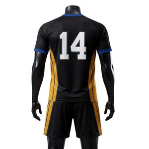 Conjunto de Camiseta y Pantalones Cortos de Netball Sublimados en Negro y Dorado para Hombre, Uniforme Deportivo Ligero de Poliéster para Entrenamiento y Partido - Product Image 2