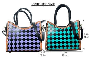 Nouveauté 2025 Sac à main de luxe à grande capacité en cuir de vache occidental à motifs à carreaux Sac à main porté épaule pour femme Sac à main élégant pour tous les jours - Product Image 2