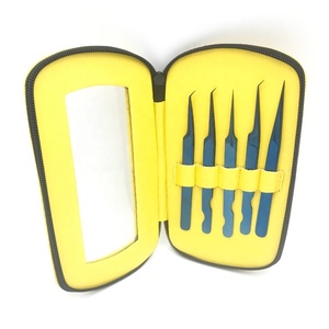 แหนบแยกขนตาสแตนเลสแบบแข็ง45องศาใช้จุดสีฟ้าออกแบบโลโก้ได้อย่างยั่งยืน - Product Image 2