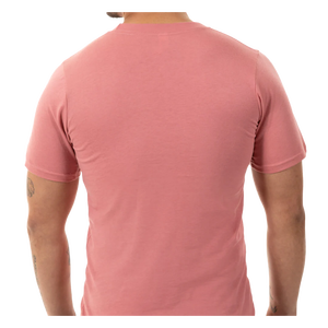 เสื้อยืดคอกลมแขนสั้นสีชมพูสำหรับผู้ชาย ผ้าฝ้าย 100% ทรงปกติ สวมใส่สบาย สีพื้น ผ้าเจอร์ซีย์ถัก - Product Image 4