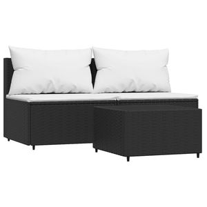 Ensemble de salon de jardin avec cadre noir et coussins blancs pour l'aménagement de votre jardin - Product Image 2