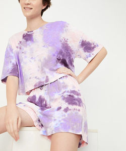 Nuevo Conjunto de 2 Piezas de Algodón 100% con Estampado Tie Dye y Encaje por Encima de la Rodilla para Mujer, con Logotipo Personalizado, Ropa Casual de Verano OEM - Product Image 2