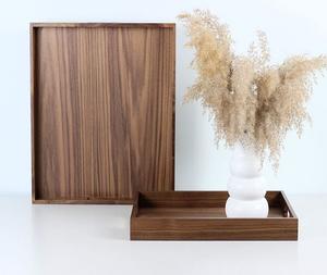 Plateau de service élégant en bois massif naturel avec poignées, ustensiles de cuisine, plateaux de service pour la maison et l'hôtel, pour les collations et les jus - Product Image 2