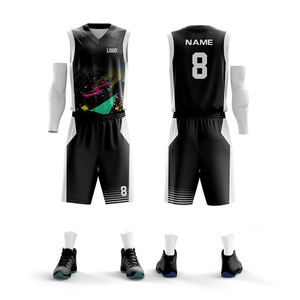 Conjunto de Uniforme de Baloncesto Sublimado Personalizado, Camiseta sin Mangas con Cuello en V, Pantalones Cortos, Unisex, para Adultos, Todas las Temporadas, Ropa Deportiva de Secado Rápido - Product Image 5