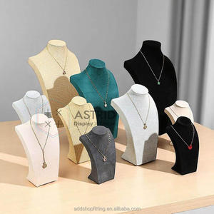 Busto de terciopelo de lino, soporte para collar de maniquí, soporte de exhibición de joyería para tienda de merchandising Visual - Product Image 2
