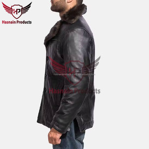 Manteau d'hiver élégant pour hommes personnalisable nouvelle mode veste en cuir de fausse fourrure en peau de mouton véritable surdimensionnée veste élégante et chaude - Product Image 4
