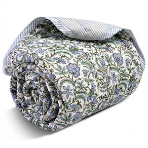 RIDHI Dark Salmon Organic Modern Handmade Hand Block Print <b>Quilted</b> <b>Throw</b> Blanket 100% Cotton Eco-Friendly Luxury Oversized - Product Image 1