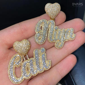 Pendentif personnalisé en argent 925 plaqué rhodium, entièrement serti de moissanite bicolore, avec lettre initiale et cœur, style Hip-Hop pour homme - Product Image 1