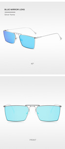 3301 New Arrival Personality Fashion Metal <b>Square</b> Double Bridge Shades Women Men <b>Sunglasses</b> Wholesale - Product Image 6
