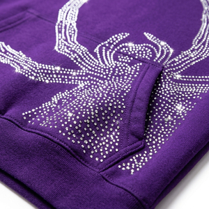 Sudadera con Capucha de Diseño Gótico Morado con Pedrería, Nueva Llegada, Sudadera Unisex de Estilo Urbano - Product Image 4