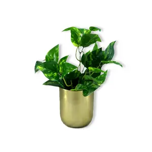 Pot de fleurs décoratif en acier inoxydable brillant incurvé de haute qualité en or, pour table, intérieur, en métal, pour la vente en gros - Product Image 1