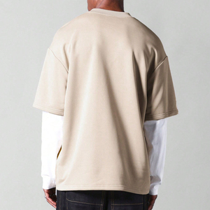 T-shirts pour hommes en coton 100% imprimés en sérigraphie, à double manches, points ouverts, col rond, coupe longue, personnalisables, unisexe, vente en gros - Product Image 2