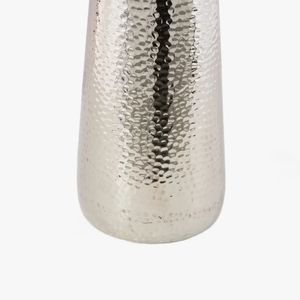 Hammered Silver Metal Tabletop <b>Vase</b>-Tall <b>Standing</b> Conical Art Deco Design Eco-Friendly Handmade Decorative Urn for Modern Living - Product Image 1
