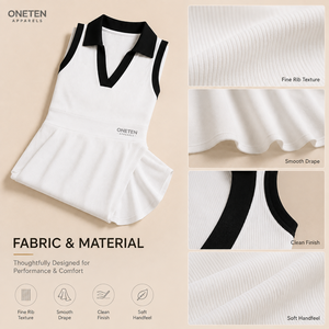 Robe de tennis sans manches pour femme, blanche, col en V, jupe évasée, tricotée, respirante, écologique, en spandex/polyester, style sportif, mini - Product Image 6