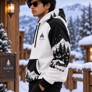 Sweat-shirts à capuche personnalisés brodés d'inspiration noëlienne, pull d'hiver en molleton 100% coton, unisexe, respirant, service OEM - Product Image 4