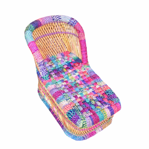 Pool Side Rattan Sun Lounger With Colorful Cushion Traditional Outdoor Patio <b>Chair</b> Solid Back Design For <b>Garden</b> Use for Kids - Product Image 6