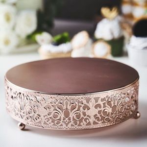 Luxury Rose Gold Metal <b>Cake</b> <b>Stand</b> Vintage Lace Round Dessert Display Pedestal Tray Holder for Wedding Party Decor <b>Cake</b> <b>Stand</b> - Product Image 1