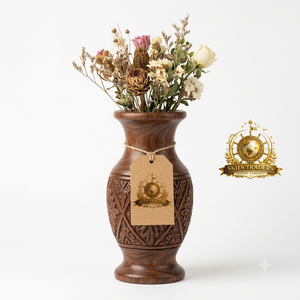 Vase en bois de noyer artisanal de luxe, conteneur à fleurs en bois naturel, pot floral vintage pour table, vente en gros, étiquette personnalisée - Product Image 5