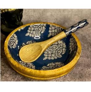 Casseroles brillantes avec finition émaillée, bol de service pour la décoration de table, bol en bois au design exclusif, bol en bois pour salade de fruits - Product Image 6