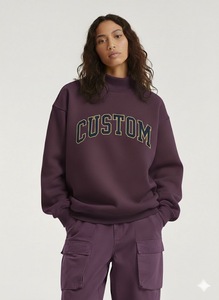 2026 Wholesale Custom Front Logo Winter Latest Design Plus Size Solid Color Mock Neck Oversized <b>Long</b> <b>Sweatshirt</b> for Women - Product Image 5