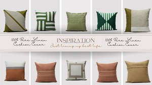 Cojín y funda de almohada de lino puro de excelente calidad, tela tejida con patrón Floral y rayas para decoración del hogar - Product Image 5