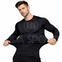 T-shirt de sport personnalisé OEM unisexe à manches longues, respirant, extensible dans les quatre sens, pour adolescents, imprimé uni