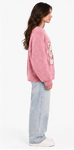 unisex mohair <b>sweater</b> custom design oversized <b>crewneck</b> fuzzy striped pullover handknitted brushed wool winter knitwear oem odm - Product Image 2
