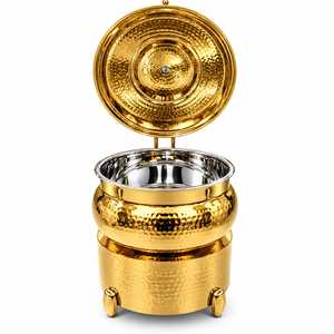 Stainless Steel Luxury Gold Hammered Ceramic Non-Stick Casserole <b>Pot</b> with Lid Stand Home Kitchen Cookware - Product Image 2
