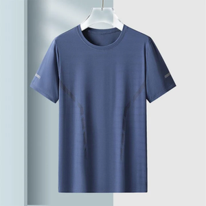 T-shirt homme personnalisé avec logo OEM, col rond, coupe ample, respirant, manches courtes, grande taille, en soie glacée. - Product Image 2