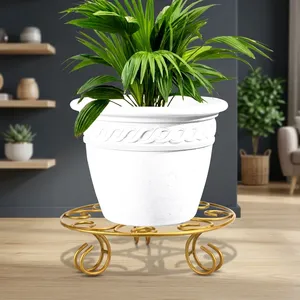 Support de plante en métal doré pour balcon, jardin, intérieur, extérieur, support décoratif pour pot de fleurs, support de présentation pour pot de fleurs pour la maison, le patio - Product Image 6