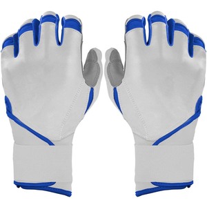 Guantes de Bateo Blancos con Ribete Azul, Tejido de Microfibra, Acolchados, Cierre de Tirón, Unisex, para Adultos, Entrenamiento - Product Image 1