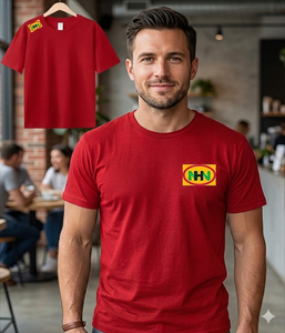 เสื้อยืดสีแดงสำหรับผู้ชายและผู้หญิง ไซส์พลัส ผ้าฝ้าย 100% เป็นมิตรกับสิ่งแวดล้อม ระบายอากาศได้ดี ป้องกันรอยยับ แห้งเร็ว ลายกราฟิก หนานุ่ม ทรงโอเวอร์ไซส์ - Product Image 2