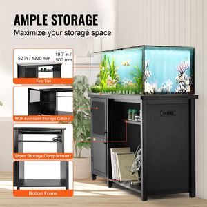 Soporte negro para tanque de peces de 75 galones, capacidad de carga de 626 libras, gabinete de almacenamiento de acero MDF, Panel de alimentación integrado para acuarios, Reptiles, 52 X - Product Image 4
