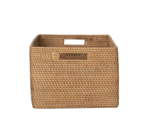 Artex HaiNam Natural Rattan <b>Storage</b> <b>Basket</b> <b>Rectangle</b> With Handles Rustic Multi-Purpose Organizer - Product Image 3