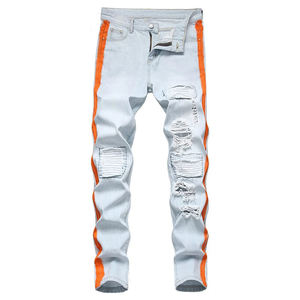 Jeans de mezclilla negros para hombre Shuja Sports, corte ajustado, lavado ácido, transpirables, elásticos, de algodón, con cierre de botón, ligeros, casuales, al por mayor - Product Image 1