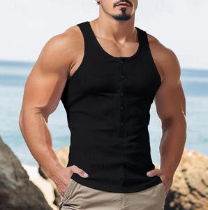 Camiseta sin Mangas para Hombre, Estilo Americano de Alta Gama, Moderna y Fresca, con Botones, Verano 2025 - Product Image 6