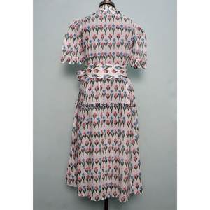 Robe d'été vintage indienne en coton imprimé floral fait main, col en V, lavable, style bohème, longueur cheville pour femme - Product Image 6