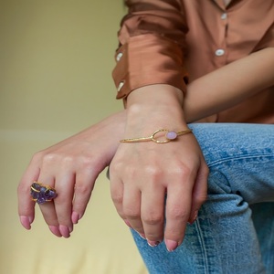 Luxury 18K Gold Plated Copper <b>Bangle</b> <b>Bracelet</b> for Women Wholesale Jewelry PURPLE ELEPHANT Classic Party Waterproof - Product Image 4
